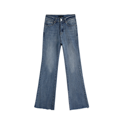 Bí ngô Thung Lũng eo cao jeans nữ mùa hè nguyên trumpet quần chín điểm quần đàn hồi hoang dã thời trang chic K347 Quần jean