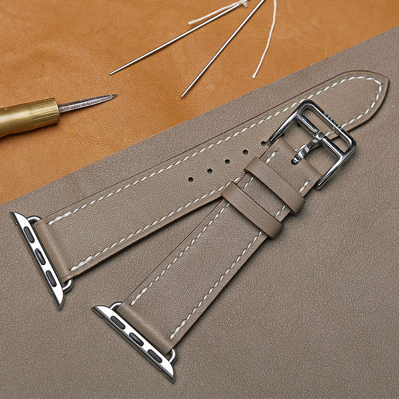 Grayish Browniwatch Watch strap manual genuine leather apple watch Wrist watch Watch strap apply Apple Series 6 / 54 / 321