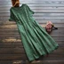 6294 mùa hè mới của phụ nữ văn học ren hoang dã khâu tay ngắn cổ tròn váy cotton tinh khiết màu dài váy - Sản phẩm HOT Sản phẩm HOT
