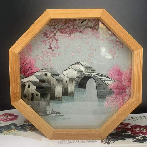 SU Embroidery Swing Pure ручная вышивка Suzhou Embroidery Products Octagon Windows сцены с двойной вышивкой экраны китайский стиль китайский стиль