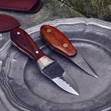 Damascus Steel Oyster Нож, устричный нож, устричный нож, деревянная ручка с деревом Ebony Oyster Difted Gif