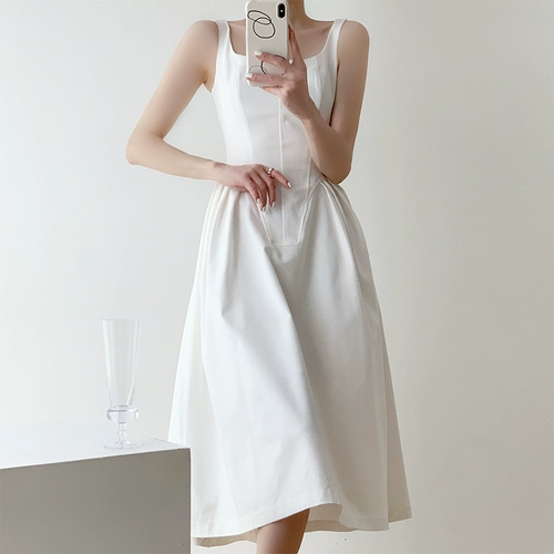 Приталенный весенний белый корсет, платье без рукавов, изысканный стиль