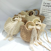 Соломенная сумка, пляжный плетеный свежий портативный вместительный и большой ремешок для сумки на одно плечо, популярно в интернете