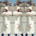 Dongdaemun x2 xuống áo khoác nữ rung với phiên bản Hàn Quốc của phần dài của con vịt trắng xuống qua đầu gối thực sự lớn lông cổ áo eo đã mỏng Xuống áo khoác