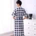 Áo ngủ nam cotton đồ ngủ mùa hè Nhật Bản kimono áo choàng tắm mùa hè bông áo choàng tắm thanh niên ngắn tay áo phần mỏng