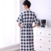 Áo ngủ nam cotton đồ ngủ mùa hè Nhật Bản kimono áo choàng tắm mùa hè bông áo choàng tắm thanh niên ngắn tay áo phần mỏng quần áo ngủ nam Night Robe