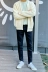 Dongdaemun quần áo nam Hàn Quốc mua áo len sọc dọc mùa xuân và mùa thu áo len nam dệt kim lỏng len áo len nam áo khoác thủy triều - Cardigan