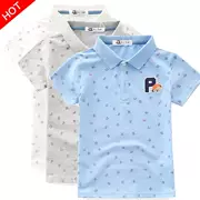 2019 quần áo trẻ em mới cho bé trai áo thun ngắn tay polo bóng áo sơ mi quần áo trẻ em - Thể thao sau