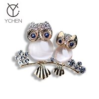 YCHEN Baroque Owl Nhân tạo Opal Corsage Trâm Nữ Thời trang Hàn Quốc Áo len Pin Phụ kiện khóa cài áo vest