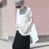 2019 áo thun mới của phụ nữ khâu voan phiên bản Hàn Quốc của áo thun ngắn tay áo thun dáng xòe - Cộng với kích thước quần áo
