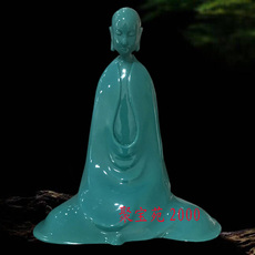 Ювелирные камни 高瓷绿松石创意和尚僧人摆件玉石酒柜工艺品禅意禅寂摆件书房摆设