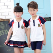 Mẫu giáo cho học sinh mặc quần áo tốt nghiệp tiểu học và trung học Phiên bản Hàn Quốc của đồng phục học sinh mùa hè