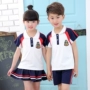 Mẫu giáo cho học sinh mặc quần áo tốt nghiệp tiểu học và trung học Phiên bản Hàn Quốc của đồng phục học sinh mùa hè đồng phục học sinh tiểu học