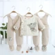 Bộ đồ cotton cho bé Quần yếm cotton Bộ đồ cotton ba mảnh mỏng bé trai và bé gái ấm áp quần áo trẻ em quần áo năm mới - Phù hợp với trẻ em