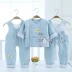 Bộ đồ cotton cho bé Quần yếm cotton Bộ đồ cotton ba mảnh mỏng bé trai và bé gái ấm áp quần áo trẻ em quần áo năm mới - Phù hợp với trẻ em