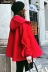 Áo choàng áo len phụ nữ mùa đông màu đỏ ulzzang Hàn Quốc ngắn trùm đầu người Anh gió áo len