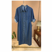 Японская мягкая рубашка, длинное джинсовое платье, высокая талия, длина миди