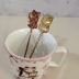 Xuất khẩu Nhật Bản Golden Rose Gold Dễ thương Dễ thương Lucky Cat Coffee Spoon Stirling Spoon Tráng miệng Muỗng Trà chiều - Cà phê