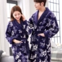 Flannel áo choàng nam dày và dài phần lông cừu san hô vài bộ đồ ngủ nữ mùa thu mùa đông áo choàng dài tay áo choàng nhà dịch vụ bộ pijama