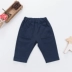 Quần bé trai crop top quần cotton mùa hè 2019 trẻ em mới giản dị thả lỏng mùa hè bé rắn màu ngắn thủy triều - Quần Quần