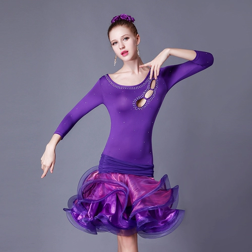 Лан Квай Фонг Латинский танцевальный костюм для женщин в взрослых летних новая производительность танцевальная одежда Середина рукава горячее бриллиантовое костяное платье