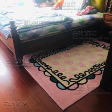 ковер 粉色女孩公主卡通儿童地毯客厅茶几卧室床边幼儿园早教手工地毯