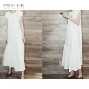 PKH.HK mùa hè sản phẩm mới không bị cướp hoặc không quyến rũ thiết kế đơn giản khâu hem đầm đồng bằng