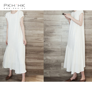 PKH.HK mùa hè sản phẩm mới không bị cướp hoặc không quyến rũ thiết kế đơn giản khâu hem đầm đồng bằng shop quần áo nữ