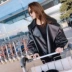 SLN Jiang Shuying với đoạn 2019 mới bằng da mùa xuân bằng da nữ áo khoác ngắn cổ chữ V áo khoác da xe máy - Quần áo da áo vest da Quần áo da