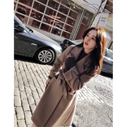 Sơn Đông mùa thu và mùa đông Hàn Quốc phiên bản mới của Harajuku eo giảm béo ve áo trong áo len dài áo khoác nữ