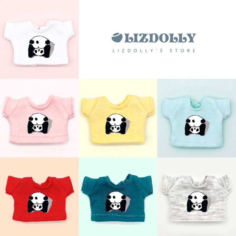 Printed T-shirt [Panda & 27]ob11 【 printing Short sleeve daily T-shirt 】 gsc Plastid Zhongbu bjd Baby Little cloth molly Meijie pig clothes