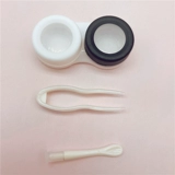 卡通可爱隐形便携眼镜盒护理盒收纳盒双联盒一体镊子美瞳盒A7猫