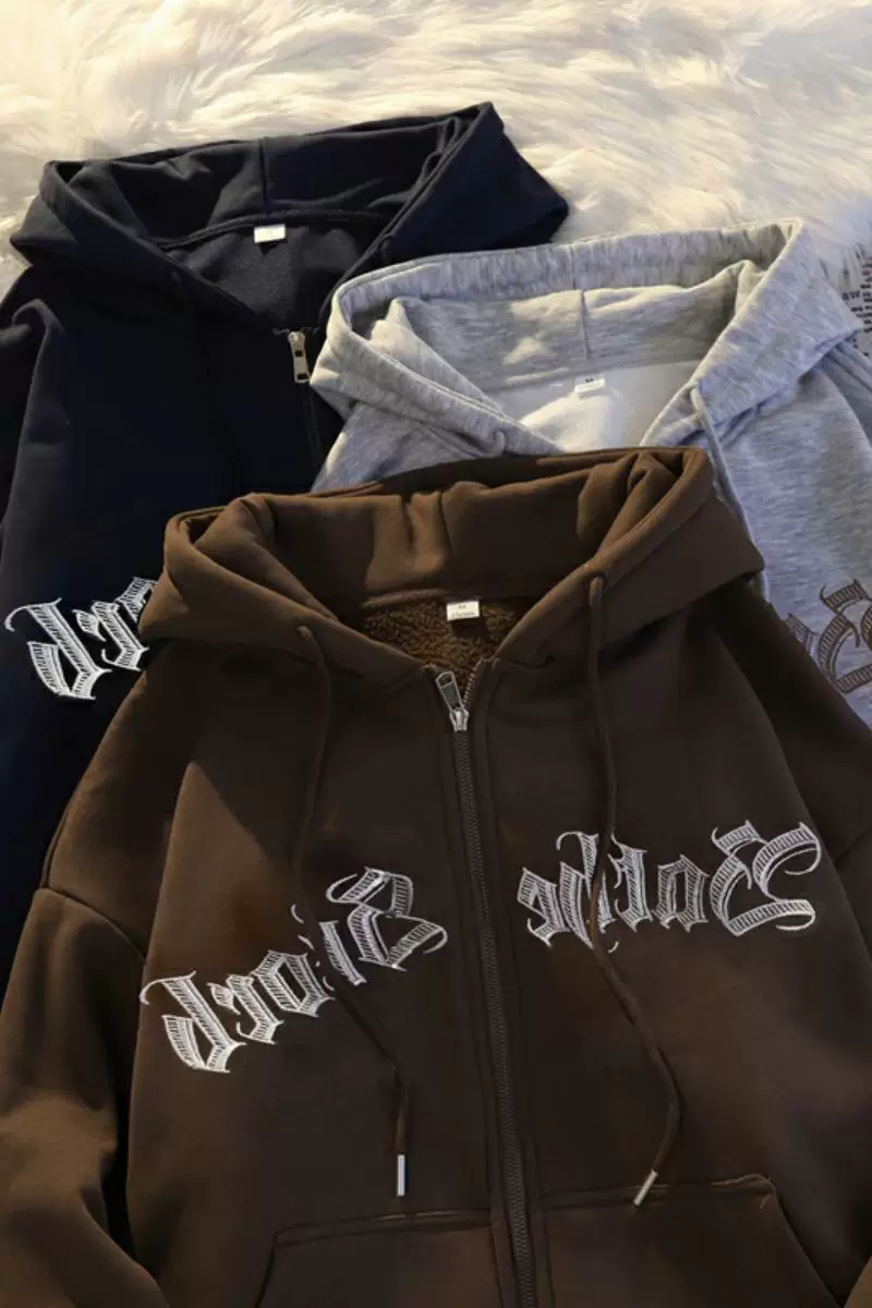 Vans, men's cotton autumn demi-season sweatshirt, fleece cardigan with zipper, loose fit, American style, for teenagers