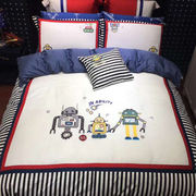 Phong cách hải quân trẻ em giường 40 twill bông phim hoạt hình kit phong cách Địa Trung Hải kit