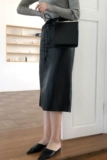 Демисезонная юбка, универсальный ростомер, длинная поясная сумка, 2018, в корейском стиле, высокая талия, средней длины
