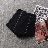 Демисезонные эластичные высокие шорты, черные универсальные штаны, сапоги, 2023, в корейском стиле, высокая талия, А-силуэт, свободный крой
