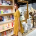 Váy ngắn tay retro một từ váy hè 2019 mới dành cho nữ phiên bản Hàn Quốc của chiếc váy platycodon thiểu số tươi và mỏng - A-Line Váy