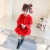 Váy bé gái 2019 phiên bản Hàn Quốc cho bé kiểu váy đỏ Trung Quốc cho bé Trang phục đón năm mới - Váy váy xòe công chúa Váy