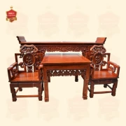 Gỗ hồng mộc lớn Zhongtang bộ bốn mảnh của gỗ hồng mộc Miến Điện vỏ gỗ tám bàn bất tử Taishi kết hợp ghế gỗ gụ - Bàn / Bàn