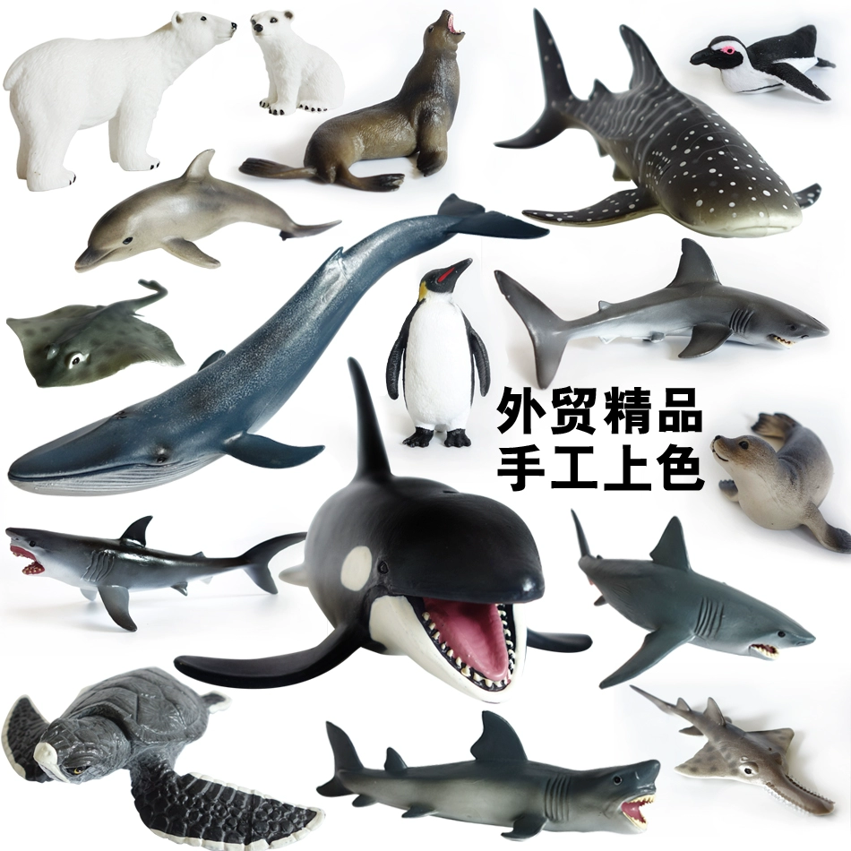 Mô phỏng sinh vật biển động vật mô hình đồ chơi gấu bắc cực cá voi sát thủ cá mập trắng lớn rùa cá heo chim cánh cụt cá voi xanh - Đồ chơi gia đình