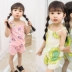 Cô gái bé bông lụa phù hợp với 2018 mùa hè mới trẻ em đại dương sling bộ hai mảnh mùa hè nhà quần áo đồ ngủ quần jean trẻ em Phù hợp với trẻ em