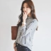 Cổ áo sơ mi thêu sọc áo nữ xuân mới Hàn Quốc phiên bản nhỏ của sinh viên nhỏ tươi hoang dã áo dài tay rộng
