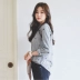 Cổ áo sơ mi thêu sọc áo nữ xuân mới Hàn Quốc phiên bản nhỏ của sinh viên nhỏ tươi hoang dã áo dài tay rộng