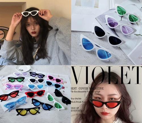 Ретро солнцезащитные очки в стиле хип-хоп, брендовый треугольник, в корейском стиле, кошачий глаз, европейский стиль, популярно в интернете