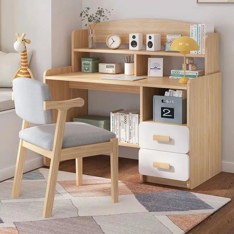 电脑桌台式桌简易书桌书架组合家用简约书柜一体学生卧室写字桌子