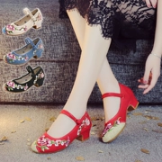 Giày nữ đế xuồng mùa hè thêu giày vải Bắc Kinh cũ với giày khiêu vũ nữ đế mềm đế giày đỏ - Khiêu vũ / Thể dục nhịp điệu / Thể dục dụng cụ