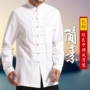 Tang phù hợp với nam dài tay áo retro nút cổ áo Trung Quốc áo sơ mi Trung Quốc phong cách của nam giới trang phục dân tộc áo sơ mi giản dị những kiểu đồ bộ đẹp