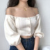 2018 mùa thu mới mùa thu và mùa đông retro từ vai bong bóng tay dài rốn đan áo len nữ áo khoác cardigan nữ form dài Cardigan