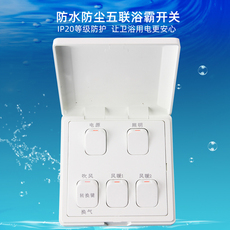 Блок выключателей 适用奥普吊顶浴霸开qdp1020a浴霸开关5联86型16a电源照明吹风换气