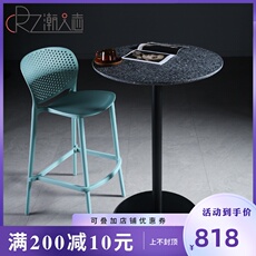 Барная стойка 北欧轻奢个性圆形水磨石吧台桌简约现代家用小吧台阳台户外高吧桌